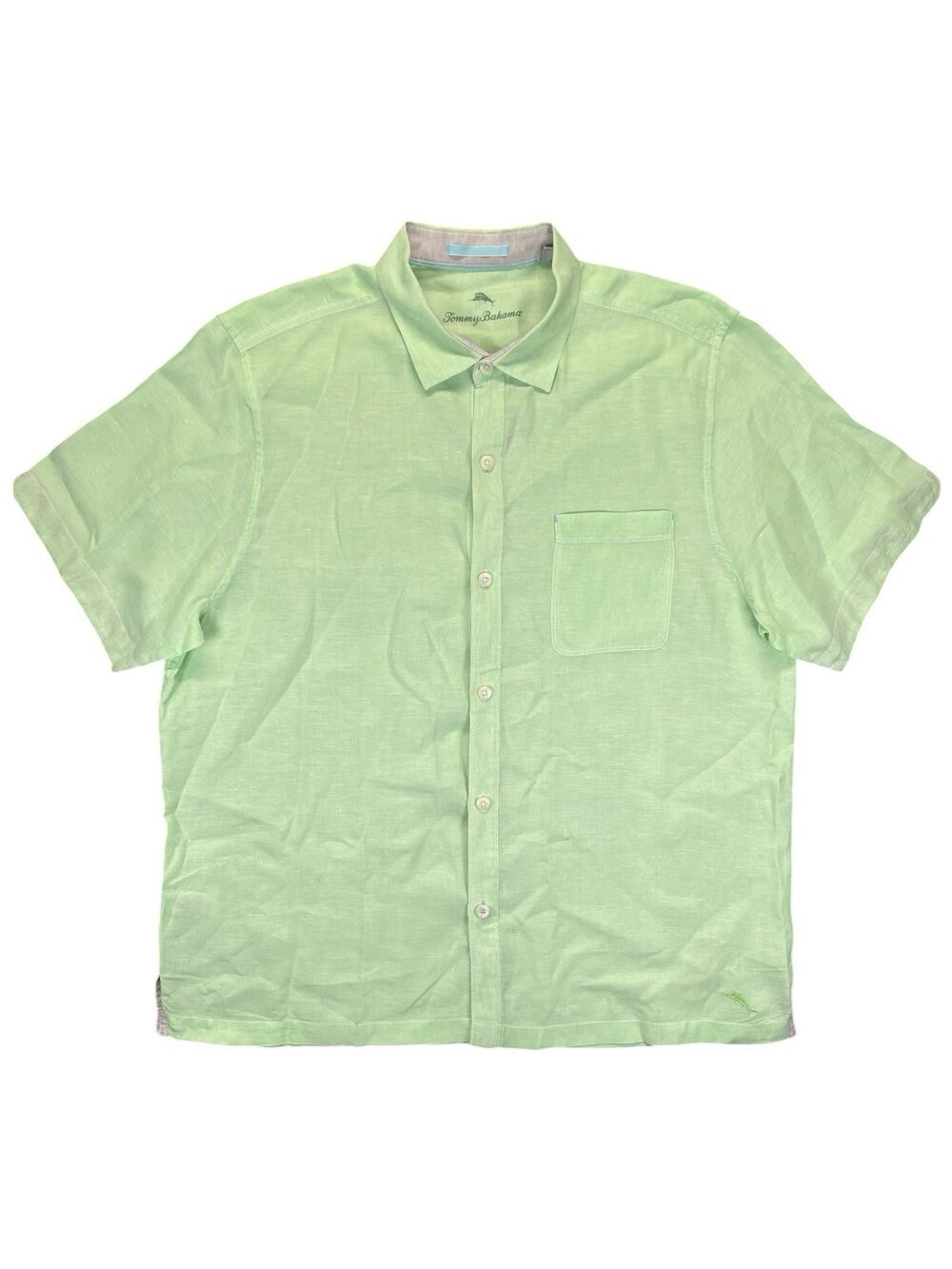 Tommy Bahama Men’s XL 100% Linen Button Front Shirt Seafoam Green Casual